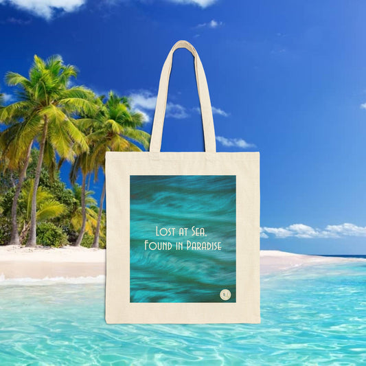 Lost At Sea, Found in Paradise Cotton Canvas Tote Bag